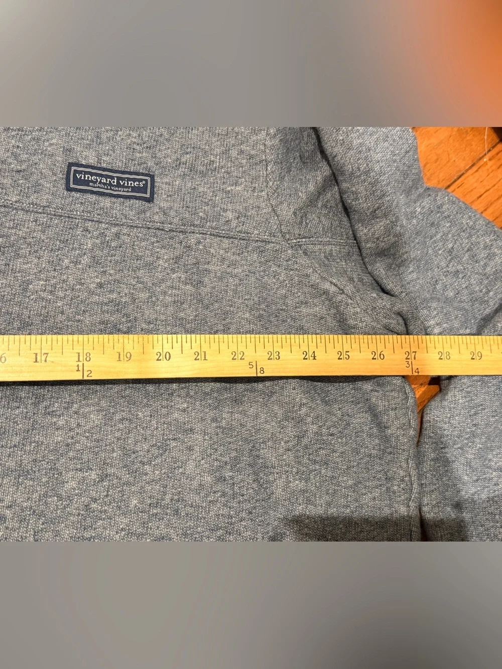 Vineyard Vines Heathered Blue Quarter-Zip Pullover with Dark Blue Yoke